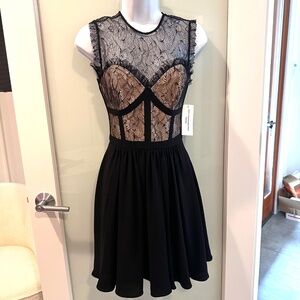 Cameo C/MEO - Frankie Miami Boned Corset Black Nude Lace Fit & Flare Dress NWT!